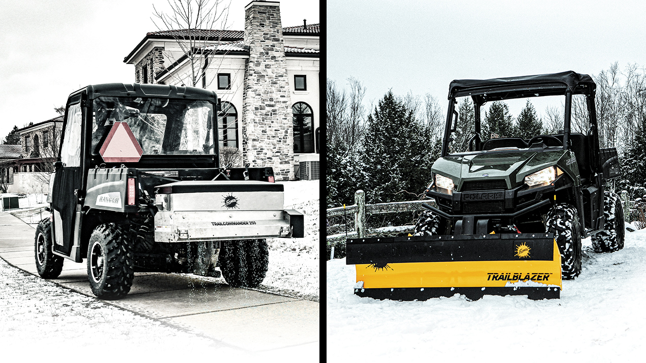 new 2021 utv plow and drop spreader